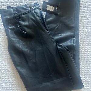 Navy blue Faux Leather Pants